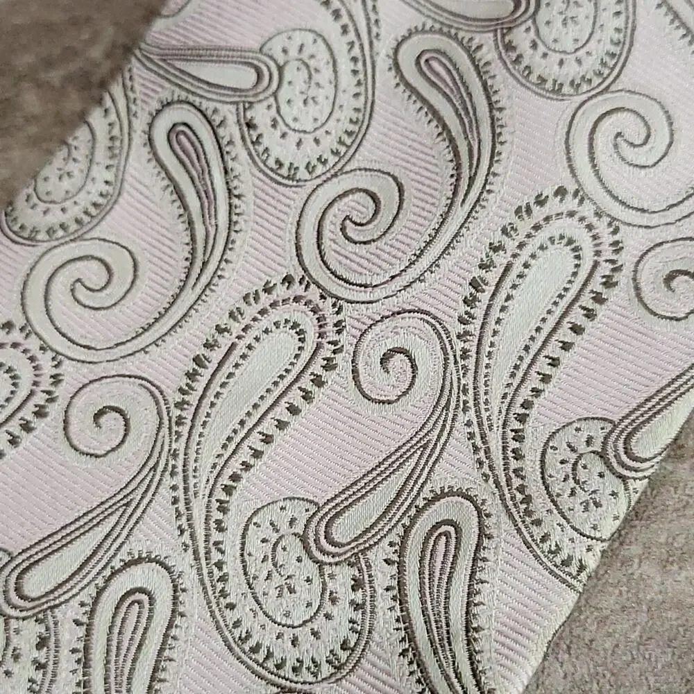 Unbranded Men's Pink & Brown Paisley Print Silk Necktie